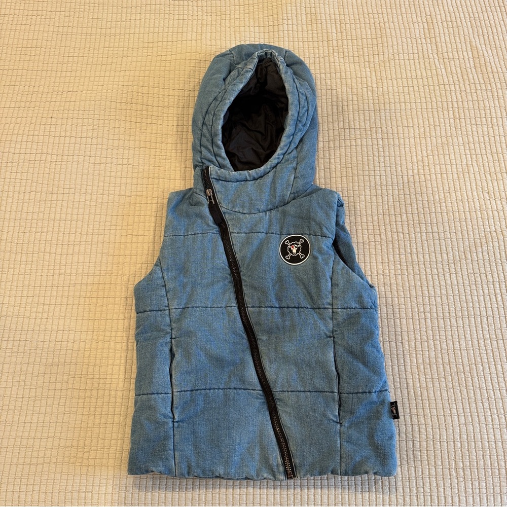 Nununu Kids Blue Denim Hooded Vest - Size 4-5